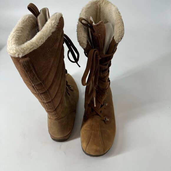 Helly Hansen Brown Leather Insulated Winter Boots Womens EU 38 US 7 Faux Fur Lin - Picture 11 of 16